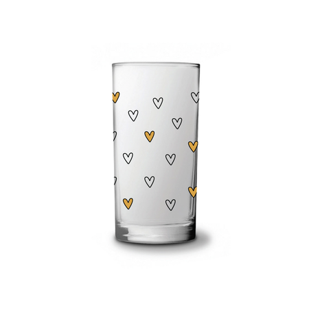Copo vidro allmix manchester coração dourado 300ml unid