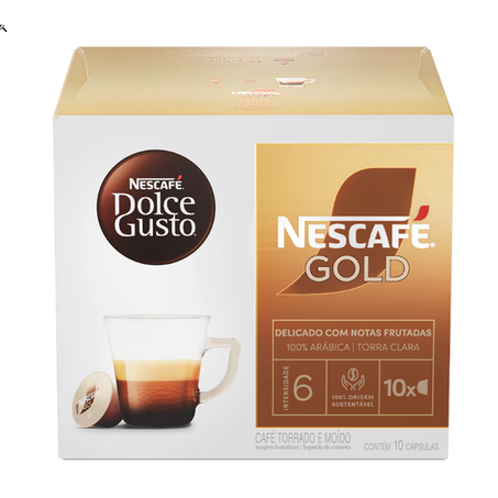 CÁPSULAS CAFE DOLCE GUSTO GOLD INTENSIDADE 6 C/10