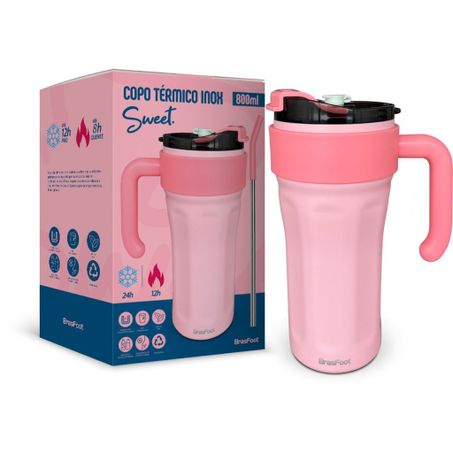 BRASFOOT COPO TERMICO SWEET C/CANUDO ROSA 800 ML  
