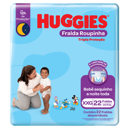 FRALDA HUGGIES ROUPINHA TRIPLA PROTEÇÃO PACOTE XXG C/22UNID