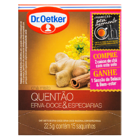 CHÁ MISTO QUENTÃO ERVA-DOCE E ESPECIARIAS DR. OETKER COM 15 SACHÊS