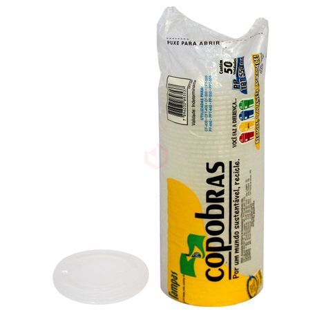 TAMPA C/FURO TRANSP P/COPOS COPOBRAS 550ML C/50