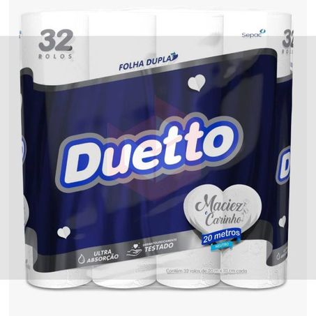 Papel Higiênico Duetto Neutro Folha Dupla 20m Pacote 32un 
 