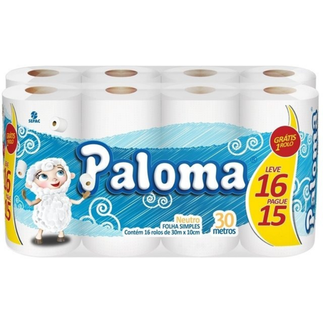 Papel hig 30m paloma f simples pague 15 leve 16 rolos