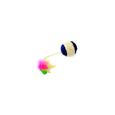 Brinquedo winkypet bola sisal com plumas 4.5cm