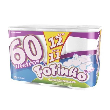 PAPEL HIGIENICO FOFINHO NEUTRO FOLHA SIMPLES 60M/12R