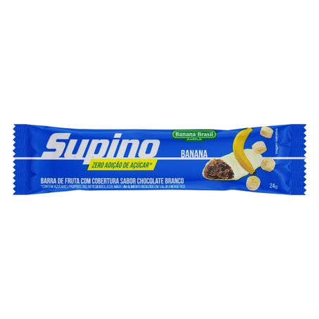 BARRA DE FRUTAS BANANA COBERTURA CHOCOLATE BRANCO SUPINO