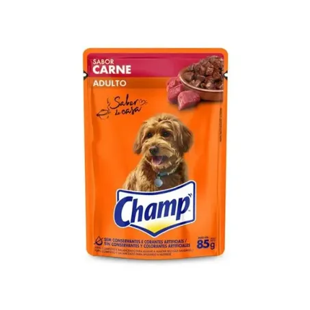 Racao champ molho adulto carne 85g