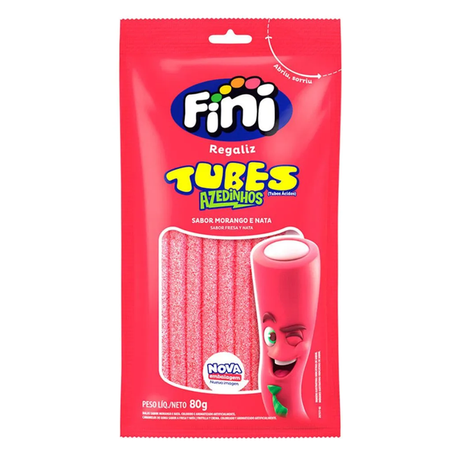BALA FINI TUBES AZEDINHOS MORANGO 80G