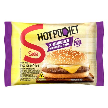 Sanduíche sadia hot pocket x-burguer maionese grill 145g