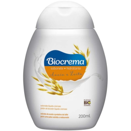 Sabonete liquido cremoso biocrema 200ml aveia e leite