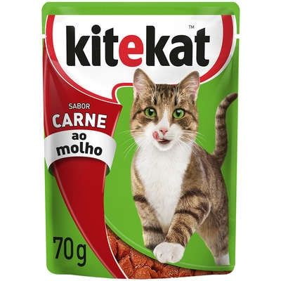 Ração gato carne e molho kitekat 70g