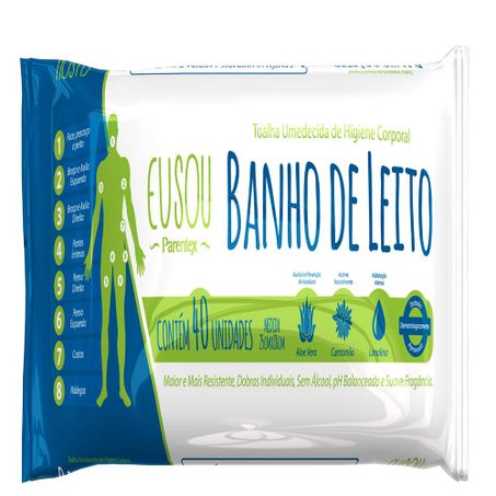 Toalha umed. eu sou banho de leito c/40u
