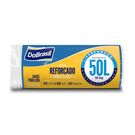 Saco para lixo dobrasil perfumado azul em rolo com 20 50l