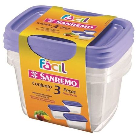 Conjunto De Potes Plásticos Sanremo Leve 5 Pague 4 580ml