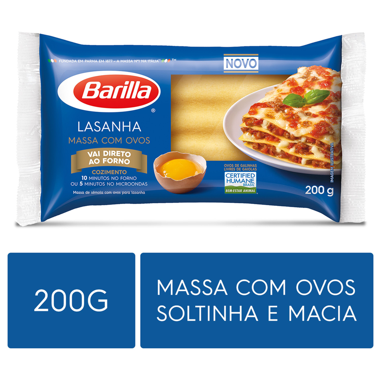 Massa com Ovos para Lasanha Barilla Pacote 200g