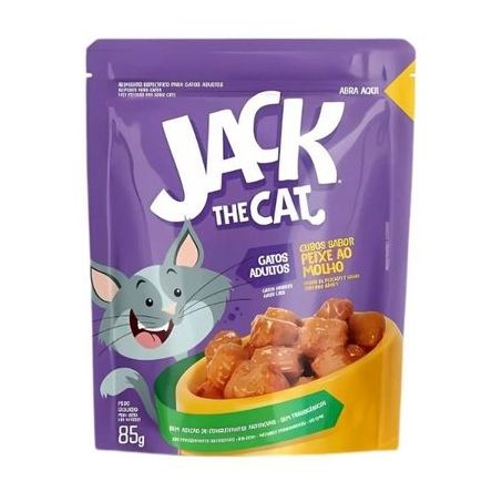 RAÇÃO PARA GATO JACK THE CAT SACHÊ AO MOLHO PEIXE 85G