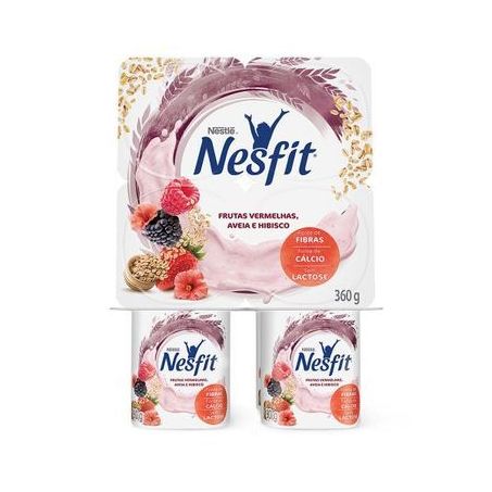 Iogurte Frutas Vermelhas, Aveia E Hibisco Zero Lactose Nesfit Bandeja 4 Unidades 360G