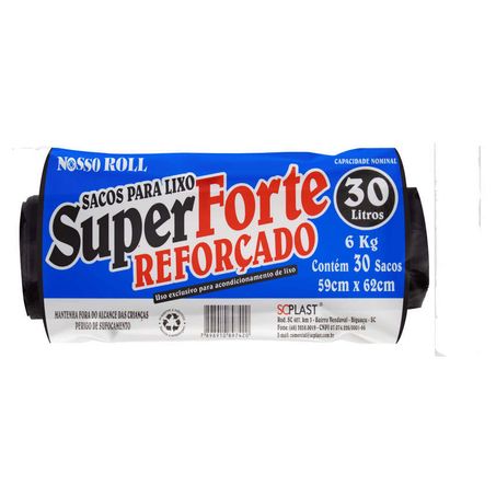 SACO LIXO REFORCADO NOSSO ROLL 30LT C/30 SP