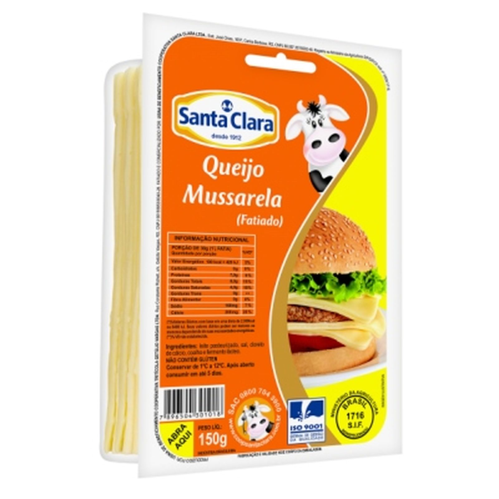 Queijo Santa Clara 150g - Mussarela - Fatiado