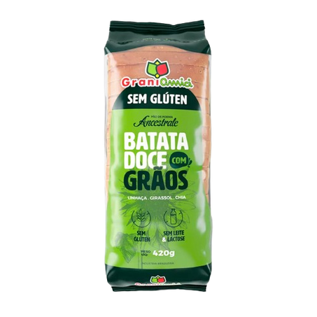 Pão de Forma Batata-doce com Grãos Sem Glúten Zero Lactose Grani Amici Ancestrale Pacote 420G