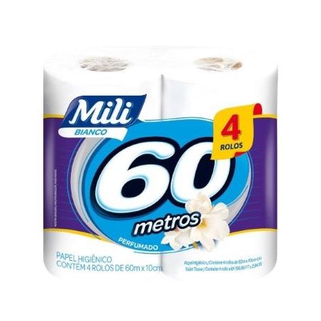 Papel higiênico mili 60mt bianco perf. c 4un
