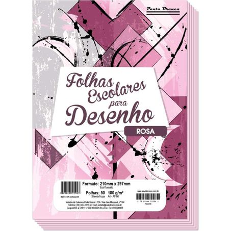 Papel sulfite a4 ap 60 180g rosa com 50 fls
