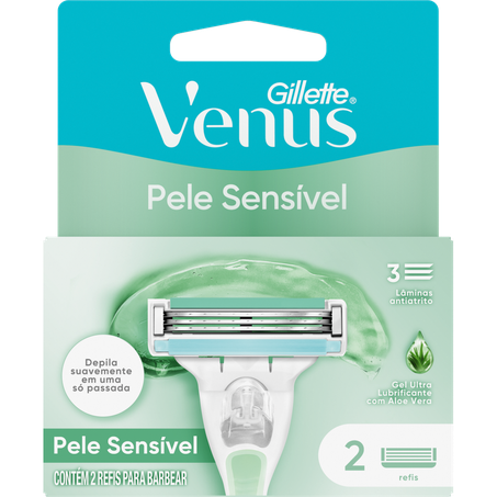LÂMINA DE DEPILAR GILLETTE VENUS PELE SENSÍVEL CARTELA C/2UNID