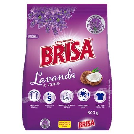 Detergente Brisa em Pó Lilas Lavanda e Coco 800g