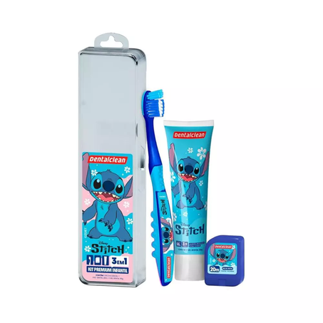 Esc Dental Clean Stitch + Fio + Cr Dental Macia C/Estojo Adulto