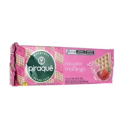 Wafer Recheado Piraquê morango Pacote 100gr 360-33