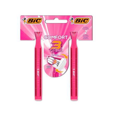 Aparelho Depilatório Bic Comfort Pink 3 com 2 Unidades