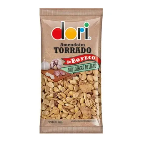 Amendoim dori torrado com lascas de alho pacote 320g