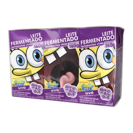 Leite fermentado elegê uva bob esponja 160g