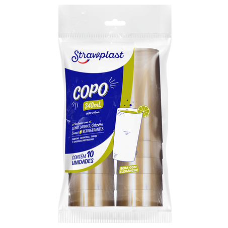 Copo strawplast plastico dourado 770 340ml 10un