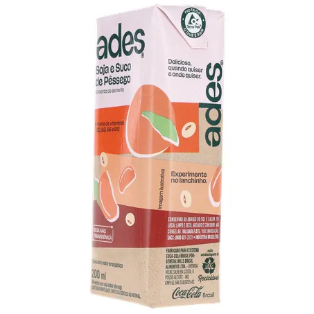 Bebida Soja Ades Pêssego Caixa 200ml 
  360-6