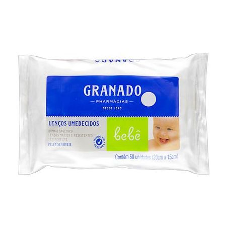 LENCO UMEDECIDO GRANADO BEBE PELE SENSIVEL C/50