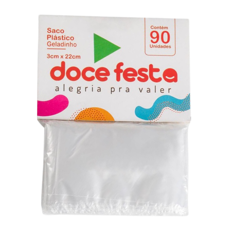 SACO PLAST DOCE FESTA GELADINH 90UN