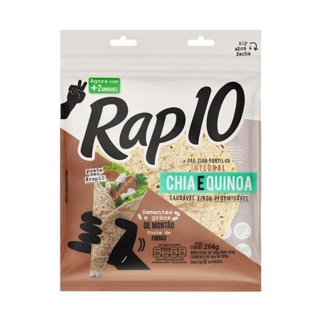 Pao tortilha rap10 chia e quinoa bimbo 198g