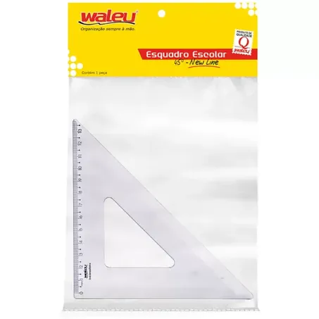 ESQUADRO 45 DE ACRÍLICO WALEU WW EMBALAGEM 21CM