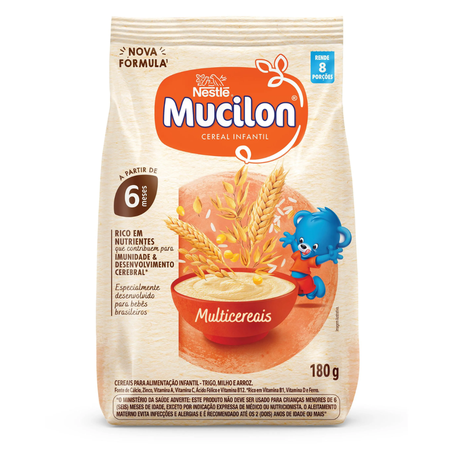 Cereal sache infantil mucilon 180g arroz aveia