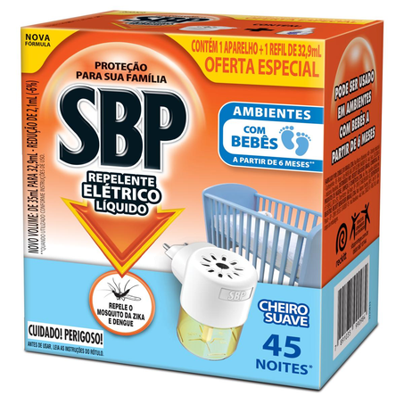Inseticida SBP 45 Noites Refil - Grátis Aparelho Antiaedes
