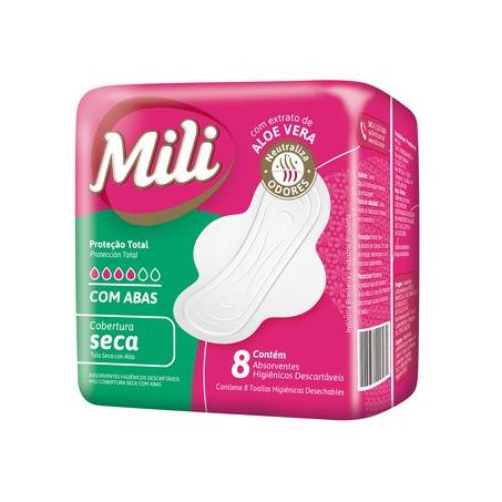 ABSORVENTE MILI PROTECAO TOTAL C/ABAS C/8UN SECA