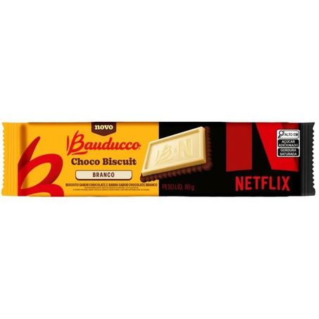 Biscoito bauducco chocobiscut netflix sabor chocolate branco 80g