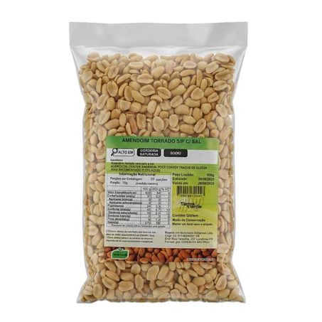 AMENDOIM TORRADO SEM PELE COM SAL 500G