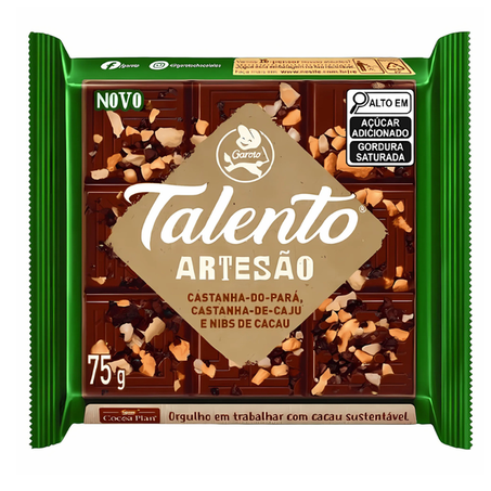 CHOCOLATE TALENTO CASTANHAS CAJU/PARA 75G