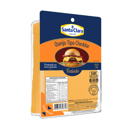 QUEIJO ST CLARA CHEDDAR FATIADO PC 120G