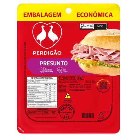 Presunto Perdigão 350g - Fatiado