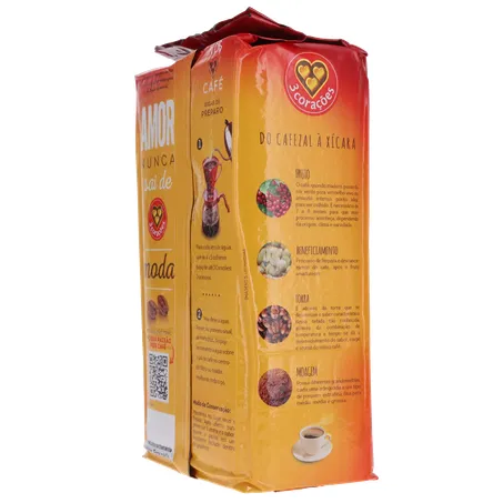 Cafe 3 coracoes tradicional vacuo lv500g pg 475g 360-24