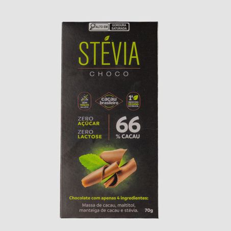 CHOCOLATE 66% CACAU 70G STEVIA CHOCO